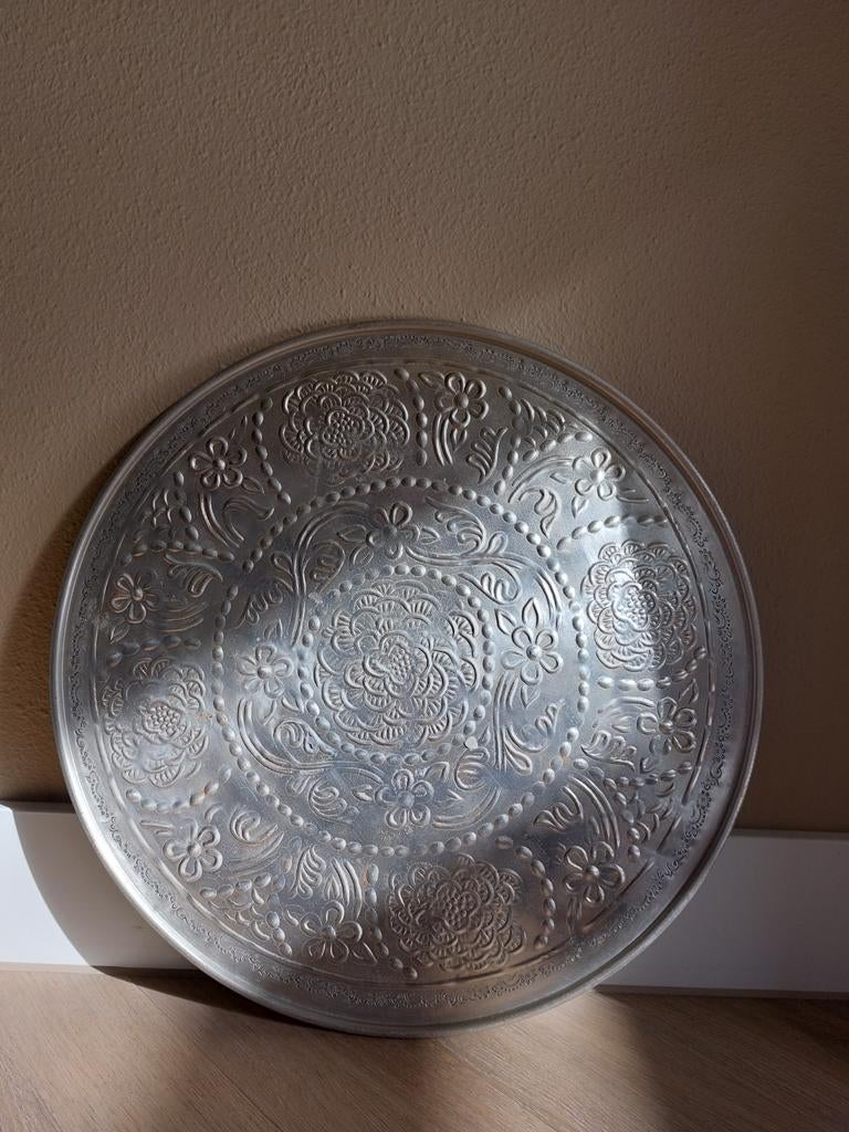 Zilveren schaal diameter 50 cm, Ophalen, Zo goed als nieuw, Rond, Metaal