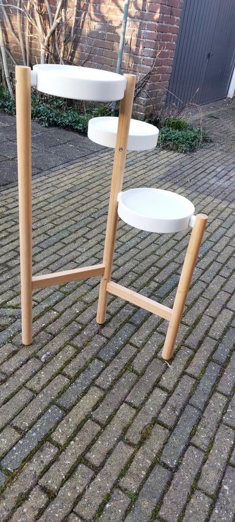 IKEA Satsumas Plantenstandaard - Bamboe en Wit, Huis en Inrichting, Woonaccessoires | Overige, Ophalen, Hout, Gebruikt, Wit
