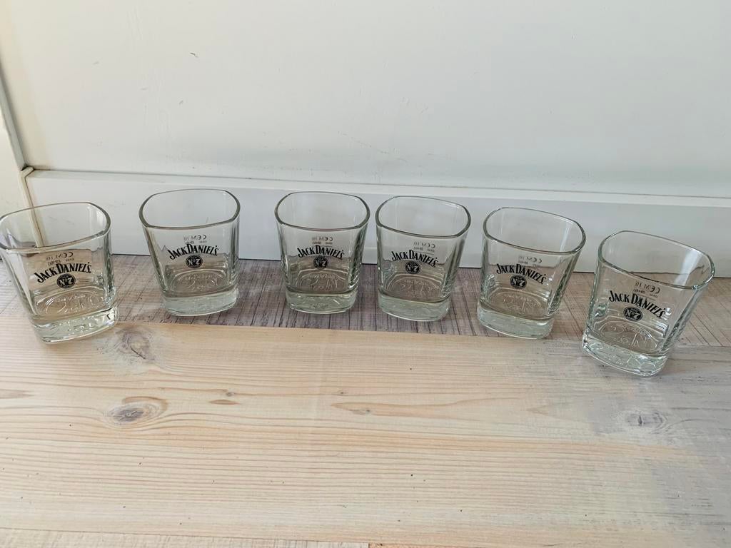 6x Jack Daniel’s No. 7 whiskey glazen, Ophalen of Verzenden, Zo goed als nieuw, Overige typen