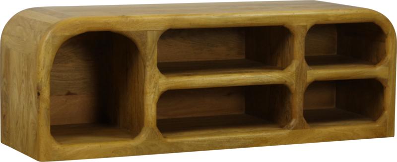 tv-meubel tropisch MASSIEF hardhout  130 cm breed actie, Huis en Inrichting, Kasten | Ladekasten, 1 of 2 laden, TV-MEUBEL MASSIEF MANGO 100CM BREED  VOORRAAD ACTIE