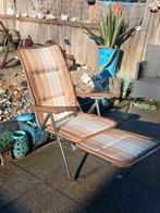 Vintage verstelbare tuinstoel met uitschuifbare voetenbank, Ophalen