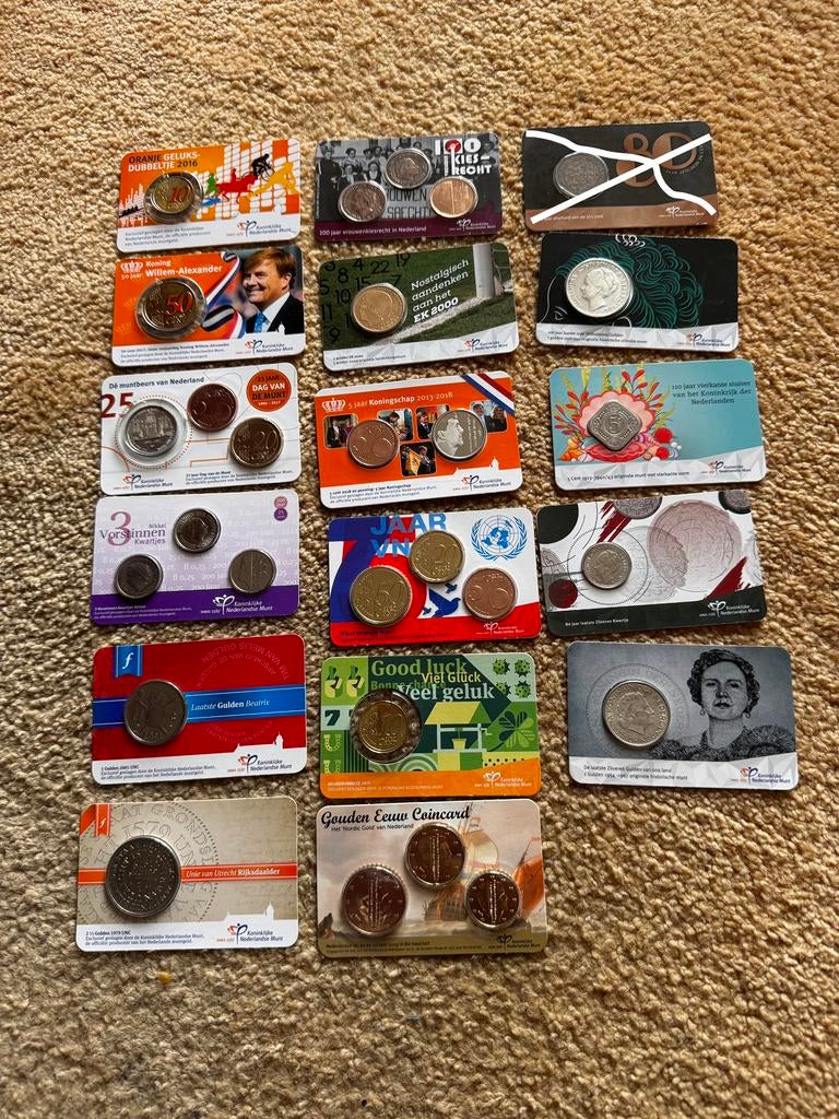 Diverse Coincards 2016/ 2025 Nederland ( zie omschrijving), Setje, Zilver, Koningin Wilhelmina, Overige waardes