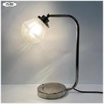 Art Deco bureaulamp met gefacetteerde kap Lamp Tafellamp, Gebruikt, Ophalen of Verzenden, Glas, Nb