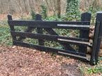Zwart houten poort / landhek (afm. 1.000x2.720), Tuin en Terras, Ophalen, Met poort, Gebruikt, Tuinhek