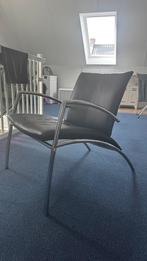 Vintage Kebe Fauteuil – Deens Design – Zwart Leer, Ophalen, Gebruikt, 50 tot 75 cm, Leer