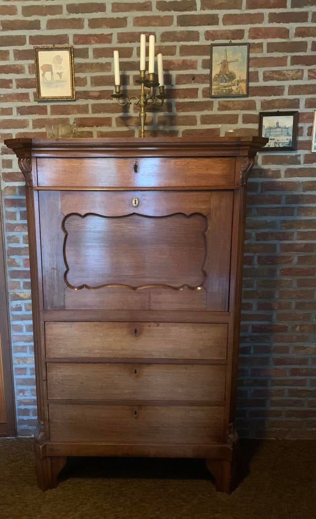 Antieke Biedermeier secretaire (eikenhout), Antiek en Kunst, Ophalen