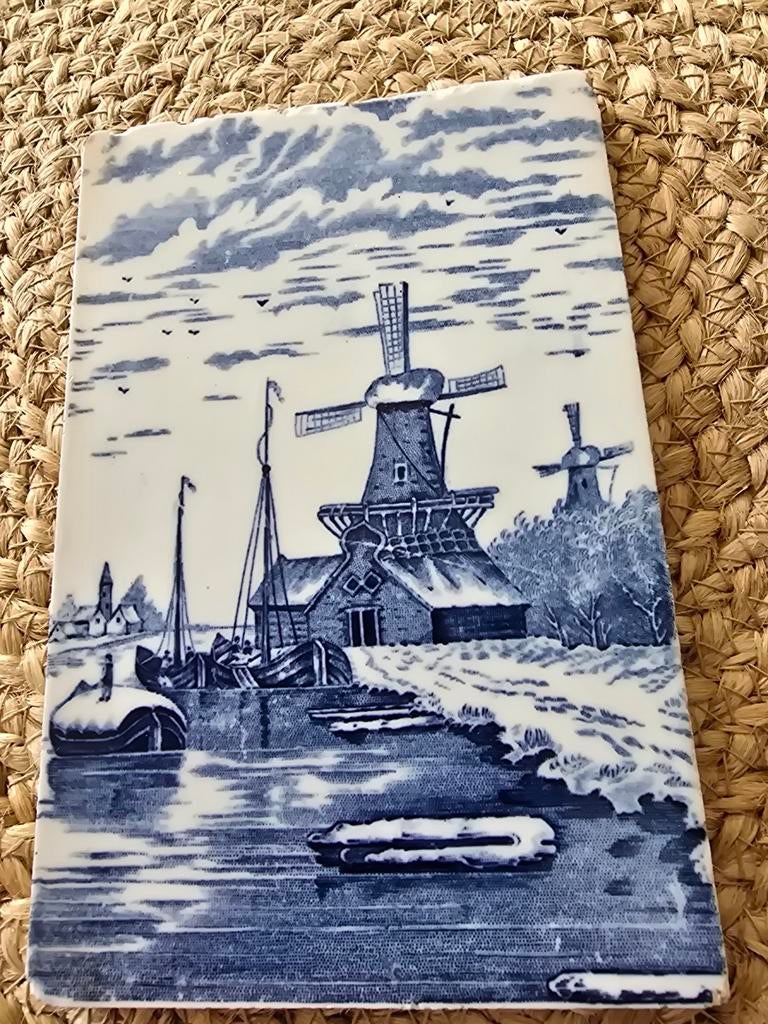 Delfts Blauw Tegel Tableau - Hollandse Molens, Antiek en Kunst, Verzenden