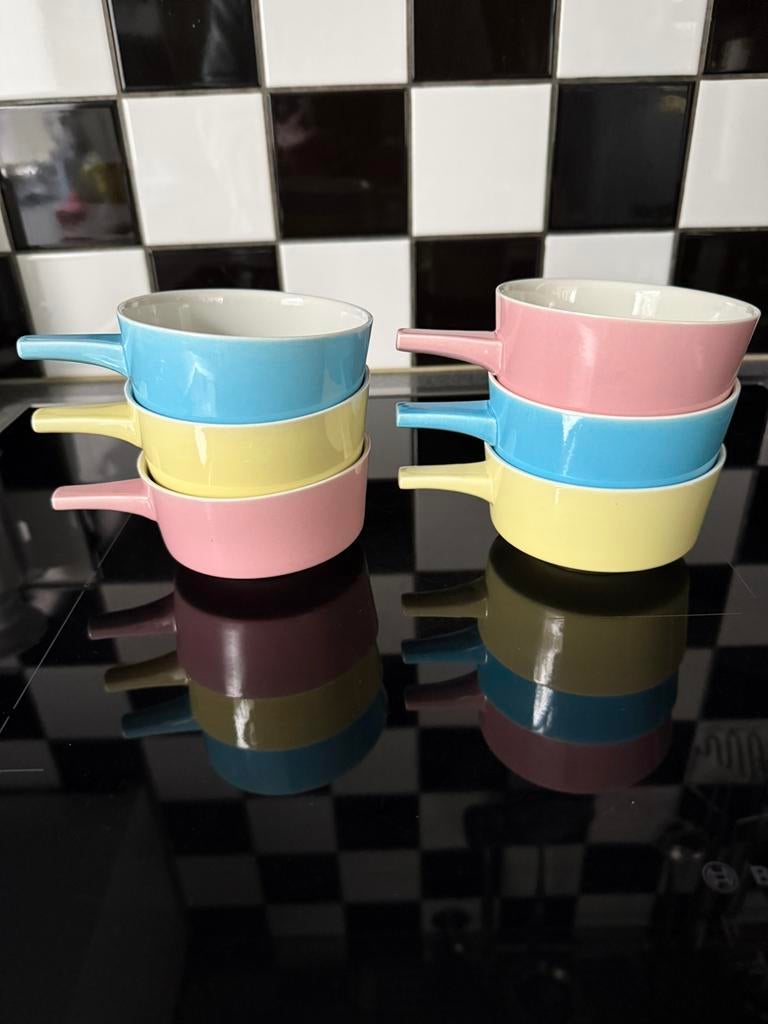6 pastel Royco soepkommen met steeltje van Villeroy & Boch, Ophalen of Verzenden