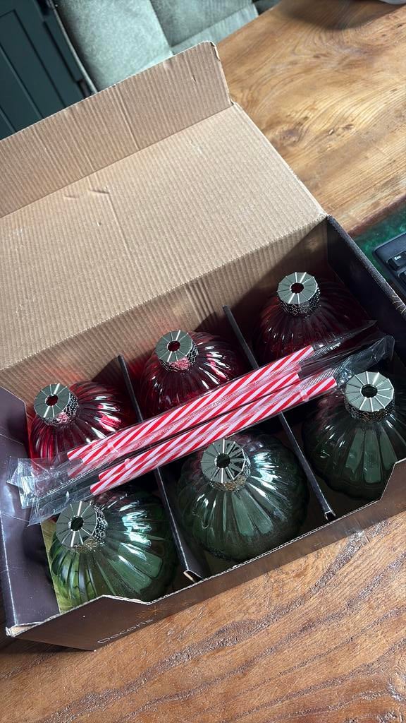 Kerstbal glazen met rietje, Ophalen, Nieuw