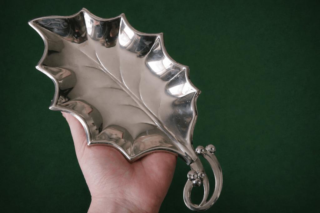 Zilver dienblad, schaal, serveerschaal - Blaadje, Ophalen of Verzenden, Zo goed als nieuw, Ovaal, Metaal