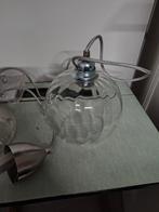Vintage heldere lamp met zink fitting, Gebruikt, Vintage, Ophalen of Verzenden, Glas