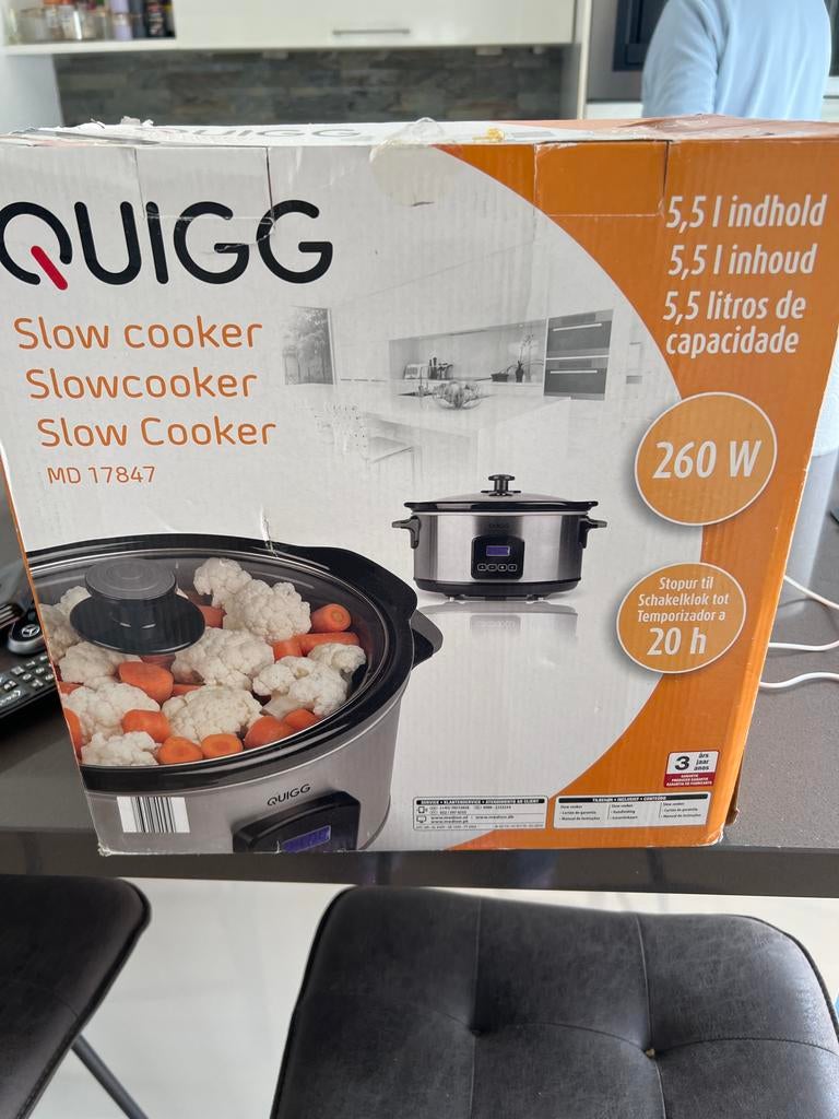 QUIGG Slowcooker 5,5L 260W - Nieuw in doos, Witgoed en Apparatuur, Slowcookers, Ophalen, Timer, Nieuw