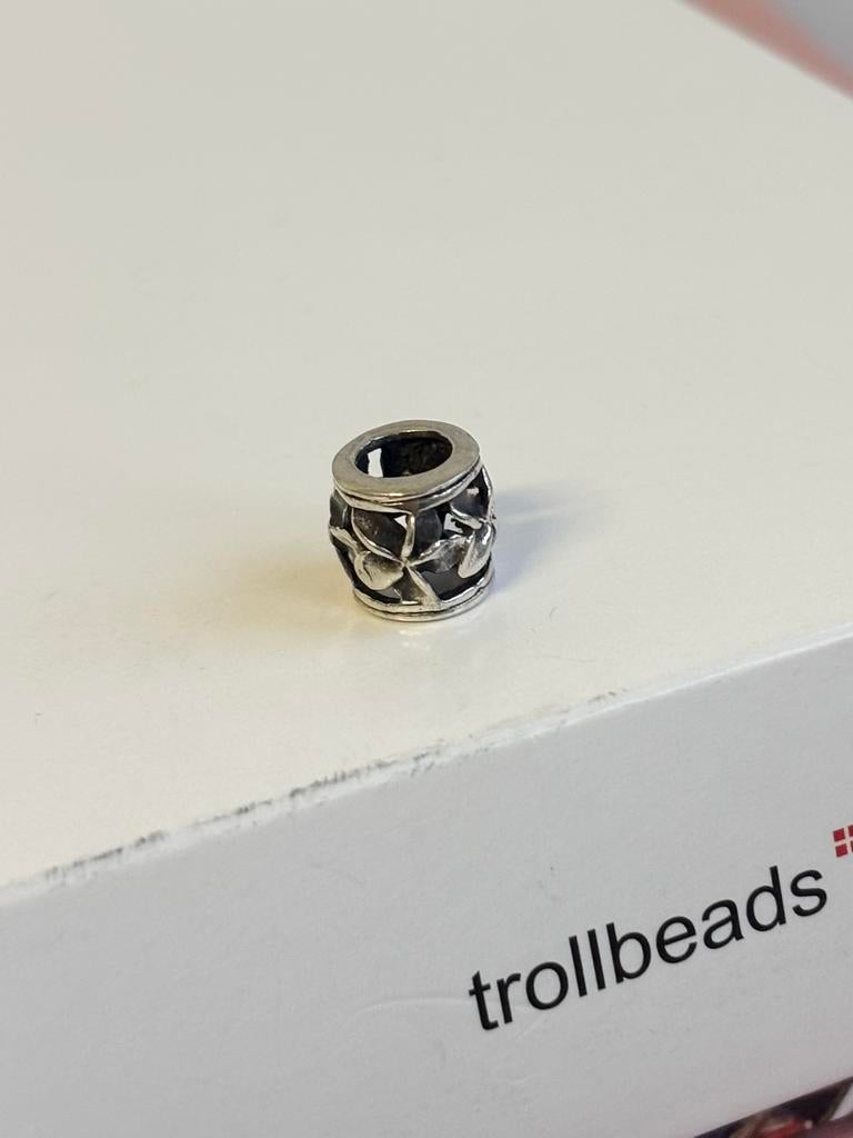 Trollbeads tAGBE-10050 heart print Bead, Sieraden, Tassen en Uiterlijk, Bedels, Zo goed als nieuw, Trollbeads, Ophalen of Verzenden