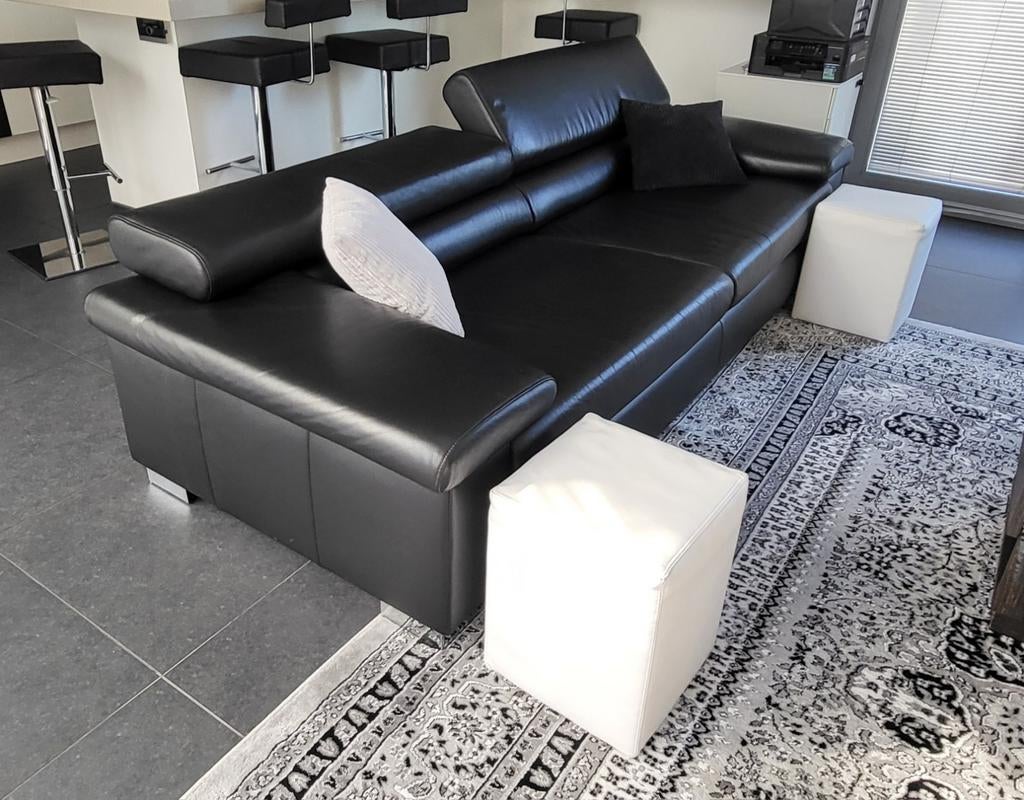 Ewald Schillig lederen designbank zwart 235 cm, Ophalen, Zo goed als nieuw, Leer, Modern Design
