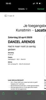 Opzoek/ wisselen tickets van Daniel Arends, Drie personen of meer, April