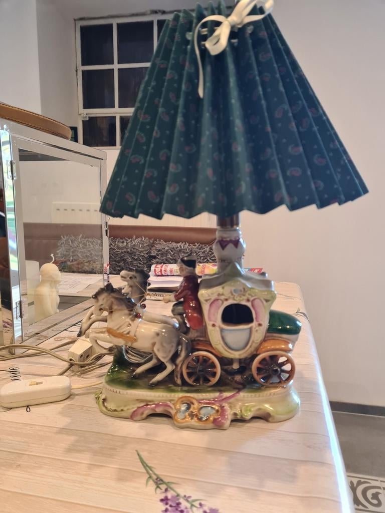 Capodimonte gräfenthal tafellamp koets met paarden, Antiek en Kunst, Ophalen of Verzenden