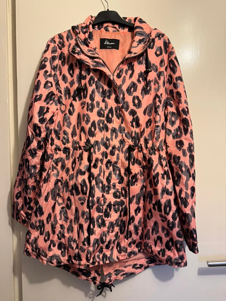 Roze jas met panterprint maat M, Ophalen of Verzenden, Zo goed als nieuw, Maat 38/40 (M), Roze