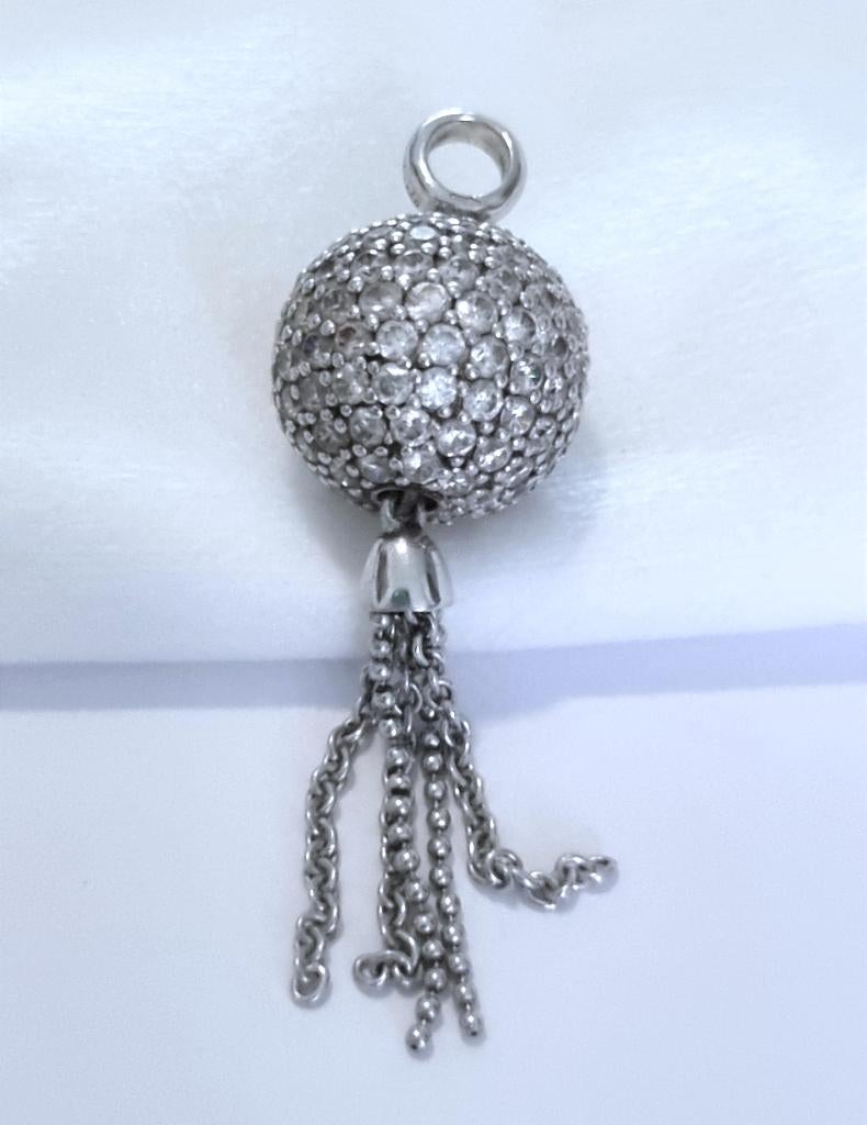 TI SENTO zilveren (925) BAL kettinghanger/ hanger ZIRKONIA'S, Ophalen, Met edelsteen, Zo goed als nieuw, Zilver