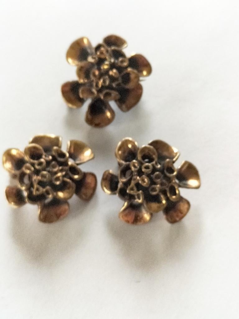 Prachtige oude bronzen hannu ikonen broche met oorclips., Verzenden, Overige materialen, Broche