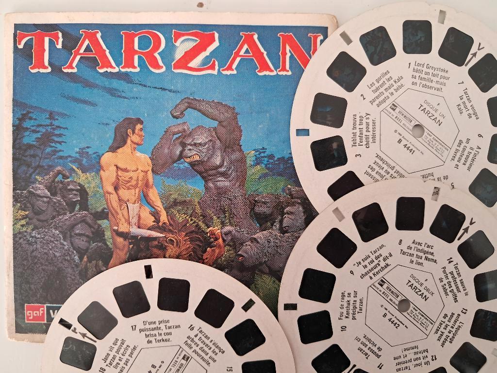 Viewmaster Tarzan (tekst in Frans), Ophalen of Verzenden, Gebruikt