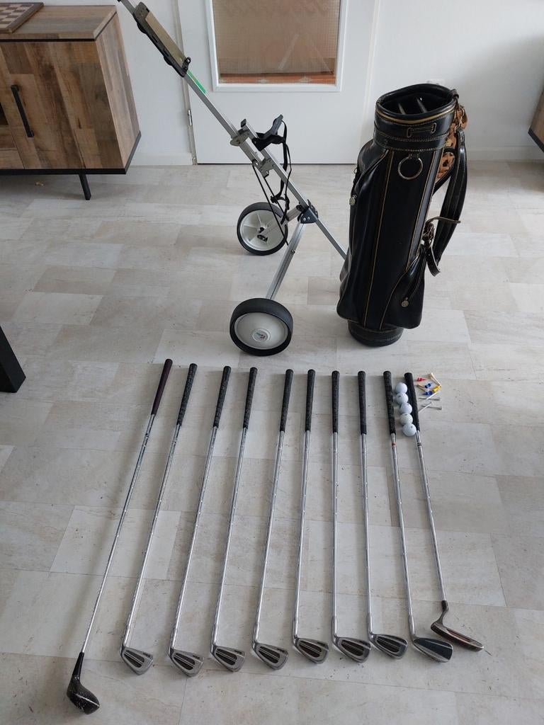 Wilson golfset compleet heren rechts met tas en trolley, Ophalen, Gebruikt, Set, Overige merken