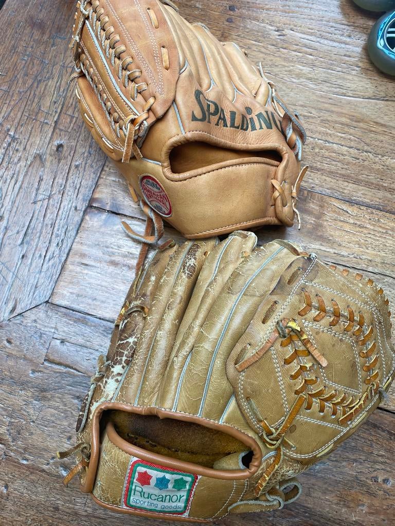 Vintage Baseball Handschoenen - Spalding & Rucanor, Ophalen, Gebruikt, Bal