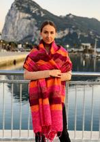 Luxe roze-oranje gestreepte wollen meditatie omslagdoek, Kleding | Dames, Mutsen, Sjaals en Handschoenen, Verzenden, Maat 46/48 (XL) of groter
