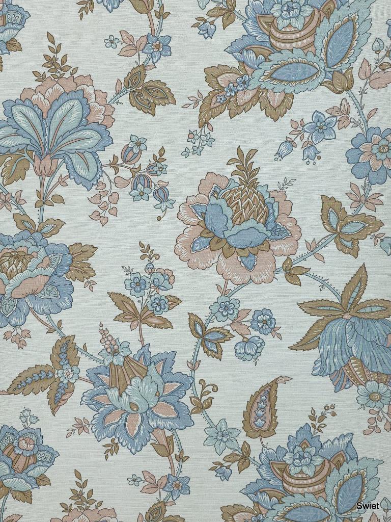 14263 paisley bloemen behang in blauw en roze swiet, Ophalen of Verzenden, Minder dan 10 m², Bruin