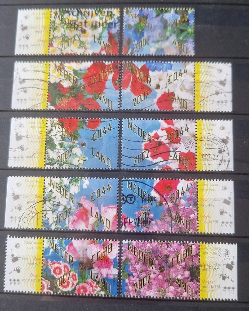 NVPH 2500-2509 gestempeld. Bloemetjescadeau., Verzenden, Na 1940, Gestempeld