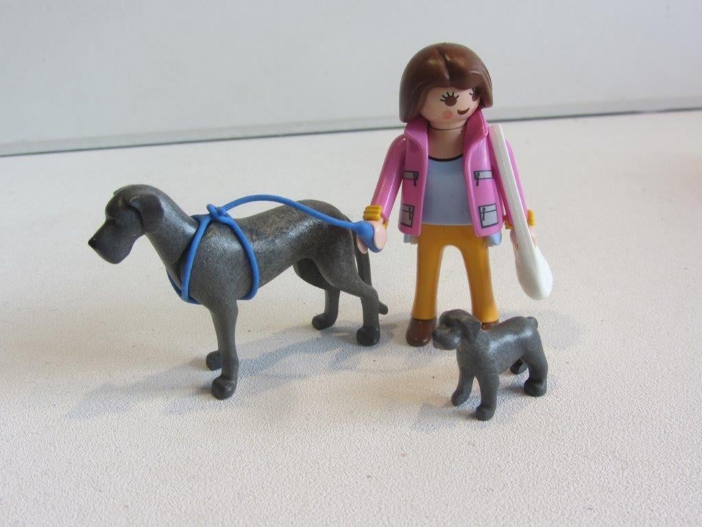 Playmobil Dame met honden Duitse dog met puppy, Ophalen of Verzenden, Gebruikt, Los playmobil