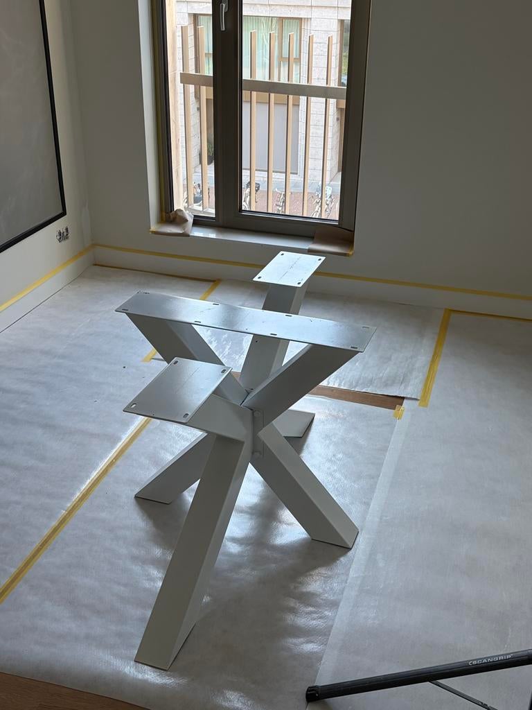 Witte metalen matrix tafelpoot, nieuw, Ophalen, Tafelpoot, 100 tot 150 cm, Nieuw