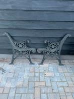 Te koop 2 sets gietijzeren tuinbank poten, Ophalen, Gebruikt, Metaal