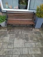 Houten tuinbank met metalen frame, Tuin en Terras, Ophalen, Gebruikt, Hout