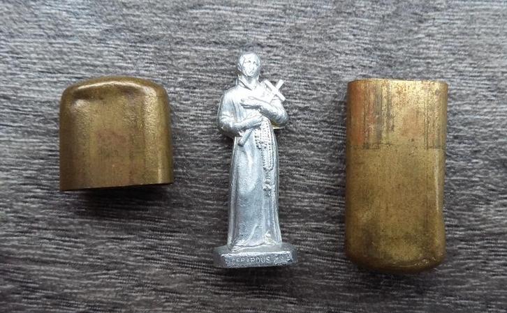 Om 1925 Bescherm Zakheilige Beurs Beeldje Kokertje Soldaat, Verzamelen, Militaria | Tweede Wereldoorlog, Landmacht, Kunstobject