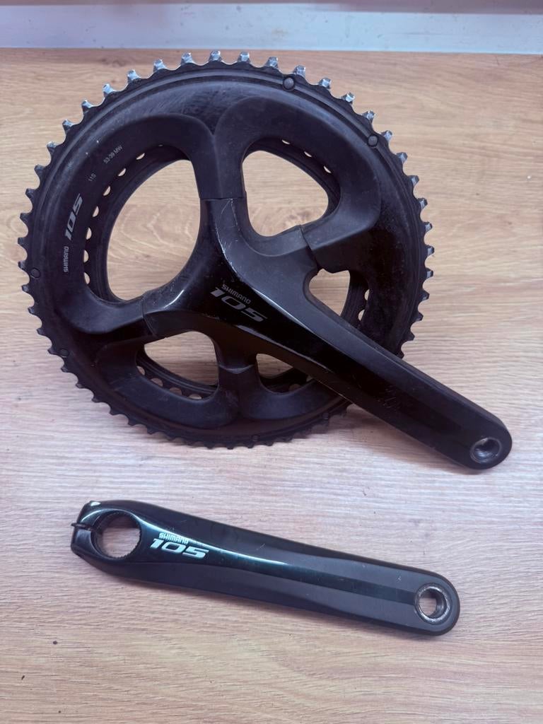 Shimano 105 crank, remmen, derailleur, Ophalen, Gebruikt, Derailleur of Ketting, Aluminium