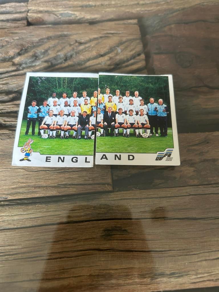 Panini Euro '92 Engeland Team Sticker Set (89 & 90), Verzamelen, Ophalen of Verzenden, Gebruikt, Buitenlandse clubs, Poster, Plaatje of Sticker