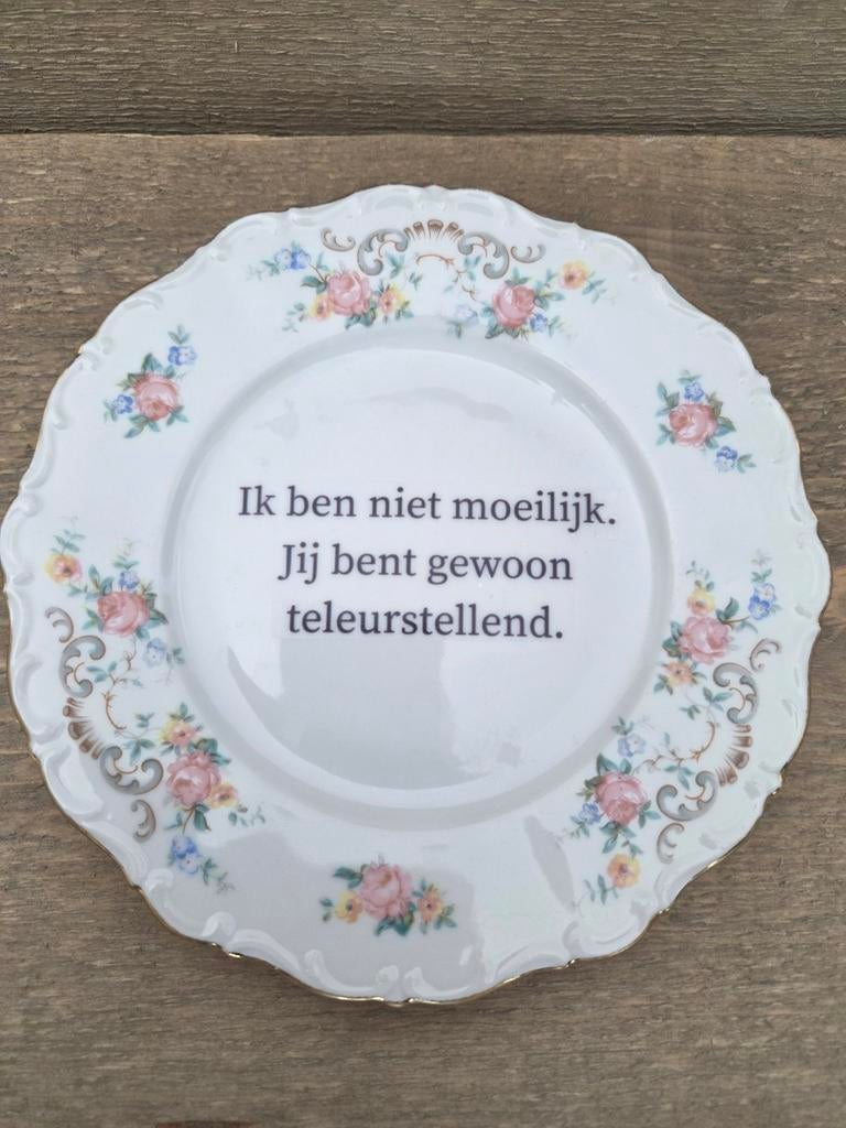Uniek Sierbordje / Schoteltje met Tekst., Ophalen of Verzenden