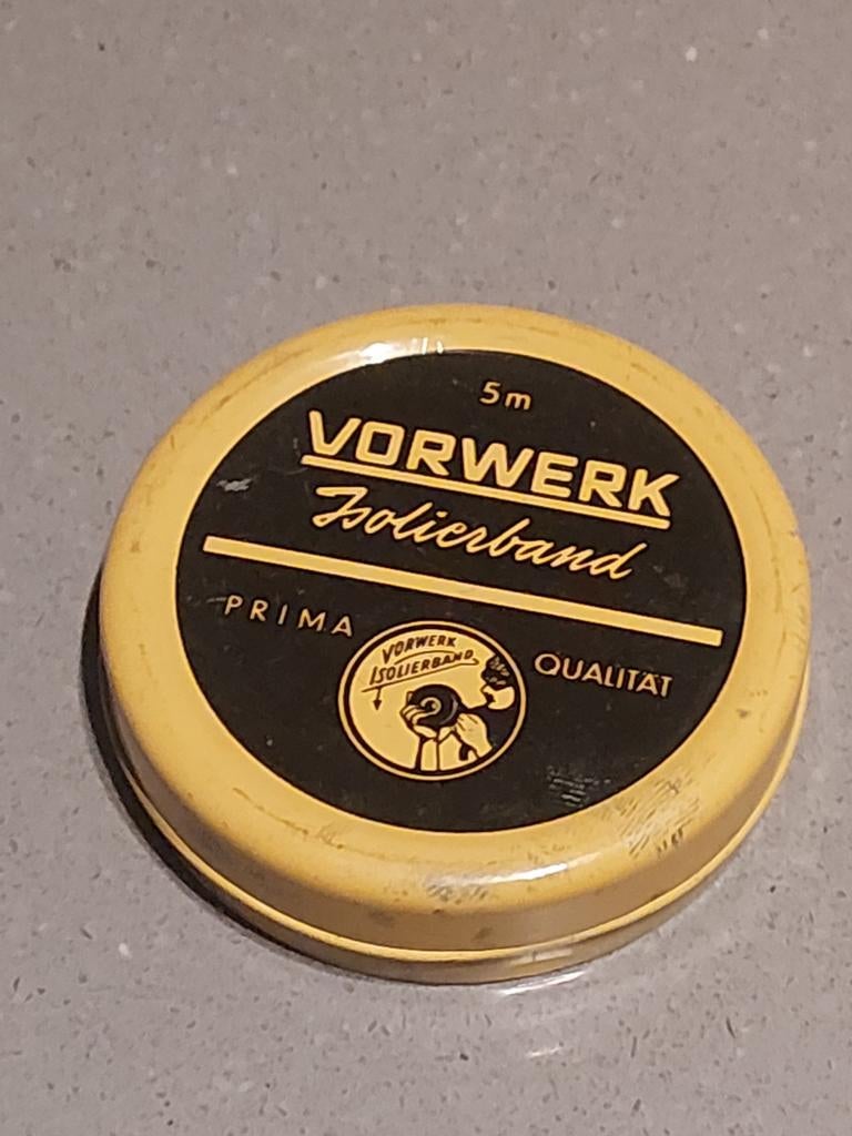 Vintage Vorwerk isolierband blikje - zeldzaam verzamelobject, Ophalen, Gebruikt