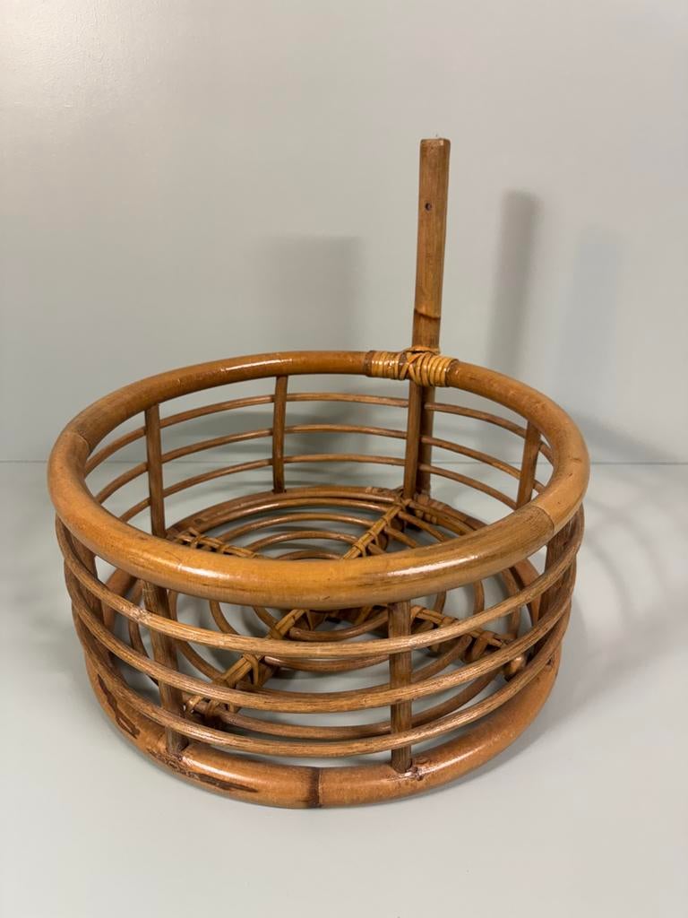 Vintage rotan plantenbak voor aan de muur, Tuin en Terras, Bloembakken en Plantenbakken, !, Overige materialen, Gebruikt, Minder dan 60 cm