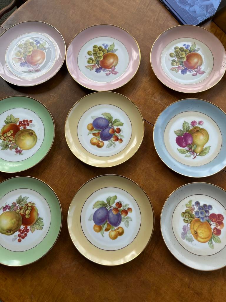 9 Tirschenreuth Bavaria Ontbijtbordjes met Fruit, Huis en Inrichting, Keuken | Servies, Gebruikt, Ophalen of Verzenden, Bord(en)