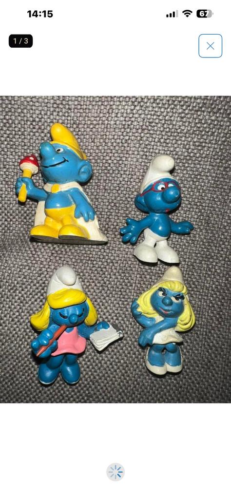 4 vintage oude smurfen, Verzamelen, Smurfen, Ophalen of Verzenden, Zo goed als nieuw, Verschillende Smurfen