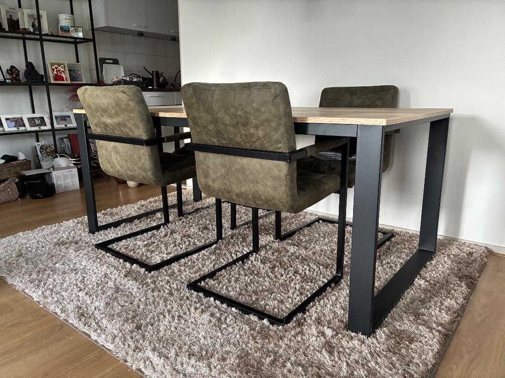 Complete Eethoek (tafel en 4 stoelen), Ophalen, Gebruikt, Modern, 4 tot 6 stoelen