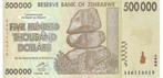 Zimbabwe bankbiljet 500.000 Dollars 2008 UNC, Pick 76, Ophalen of Verzenden, Zimbabwe, Los biljet