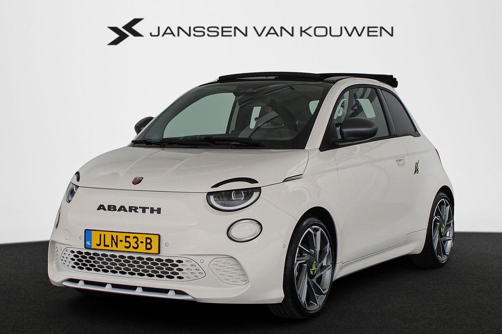 Abarth 500C Abarth Turismo 42 kWh Achteruitrijcamera Keyless, Auto's, Abarth, Zwart, Cabriolet, 4 stoelen, Wit