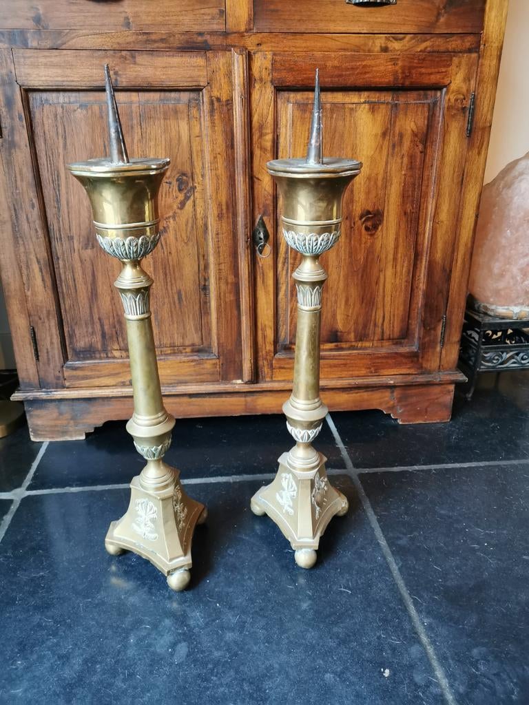 Koperen altaar kaarsen standaard, Ophalen of Verzenden, Koper of Brons