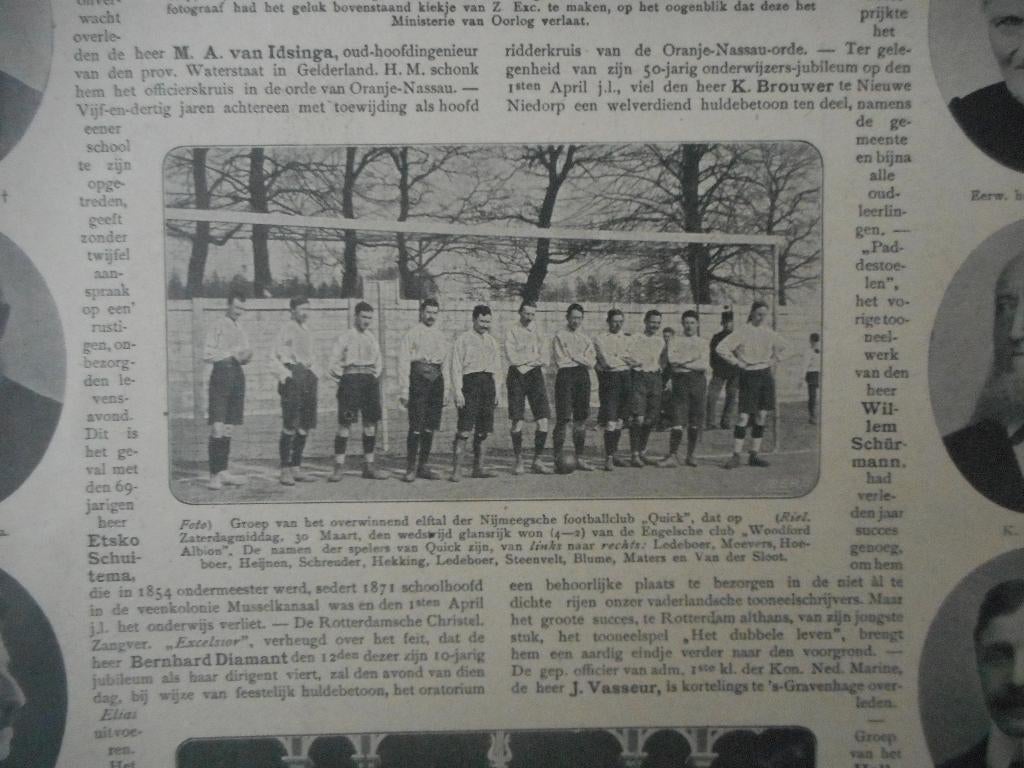 Voetbal. Nijmegen. Elftal Quick. 1906., Ophalen of Verzenden, Voor 1920, Nederland, Knipsel(s)