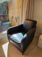 Comfortabele zwarte leren relax fauteuil, Huis en Inrichting, Fauteuils, Gebruikt, Ophalen of Verzenden, 50 tot 75 cm, Leer