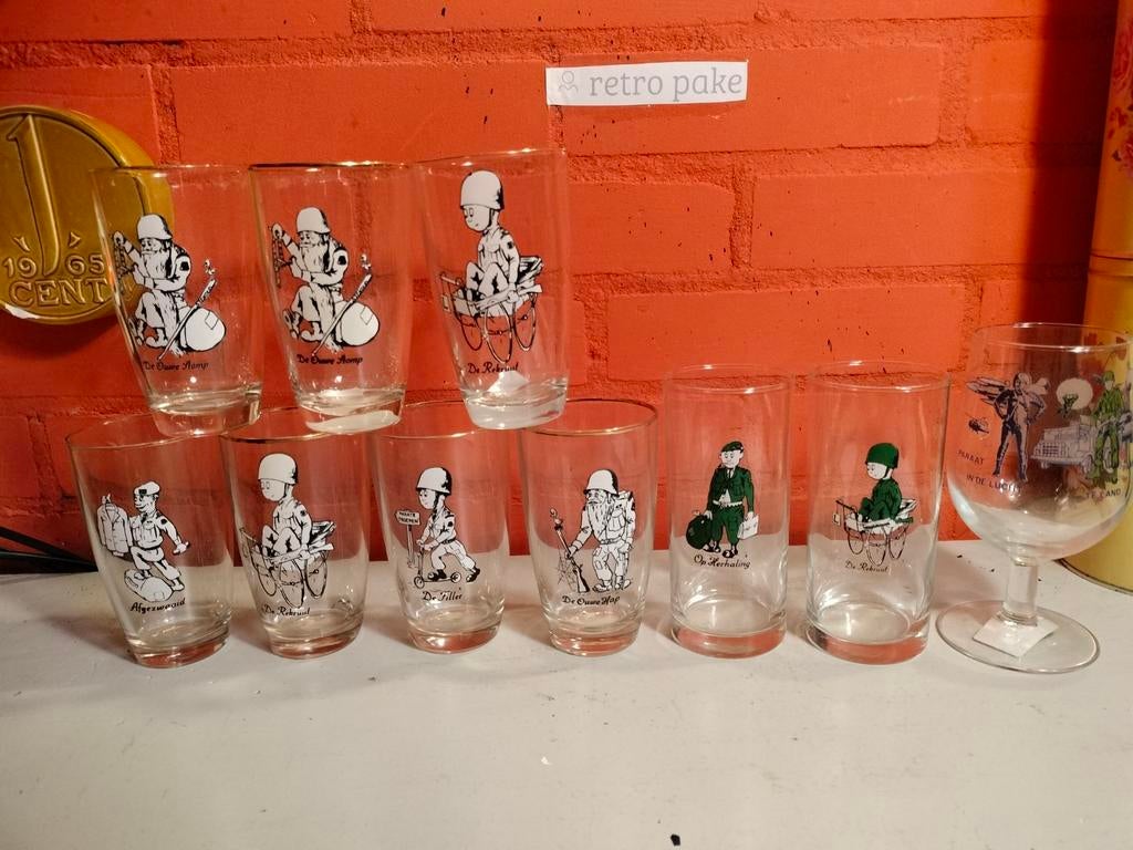 Vintage Defensie glazen jaren60/70, Verzamelen, Ophalen of Verzenden, Gebruikt, Frisdrankglas
