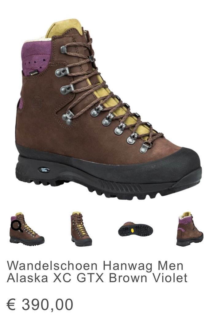 Hanwag heren bergschoen bruin paars maat 42.5 NIEUW, Sport en Fitness, Bergsport en Wandelen, Ophalen, Zo goed als nieuw, Schoenen