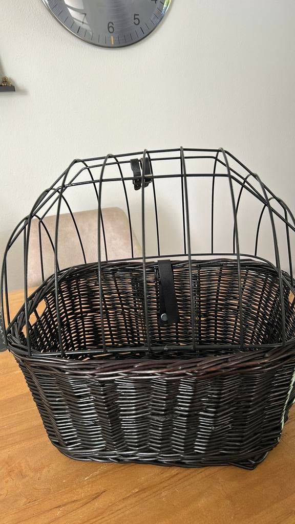 Rieten fietsmand/hondenmand, donkerbruin/zwart, Fietsen en Brommers, Ophalen, Zo goed als nieuw